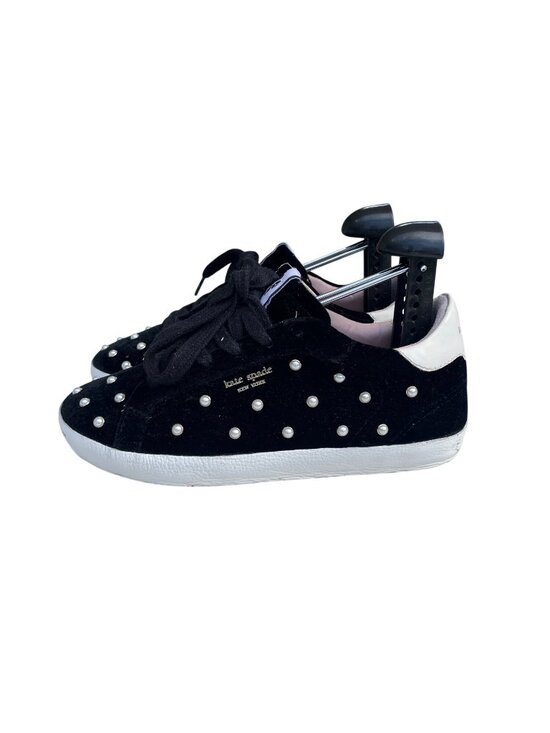 kate spade Shoes - Kate Spade Black Velvet Sneakers With Pearl Embellishments Womens Size 7.5